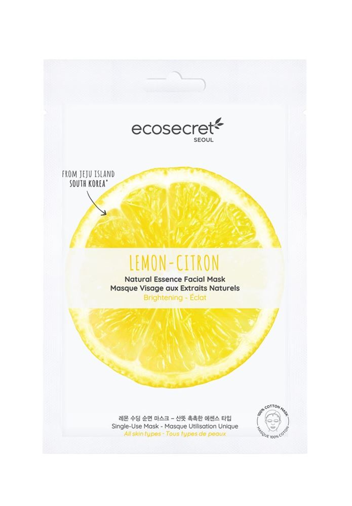 Ecosecret masque visage 100% coton citron éclat 20ml