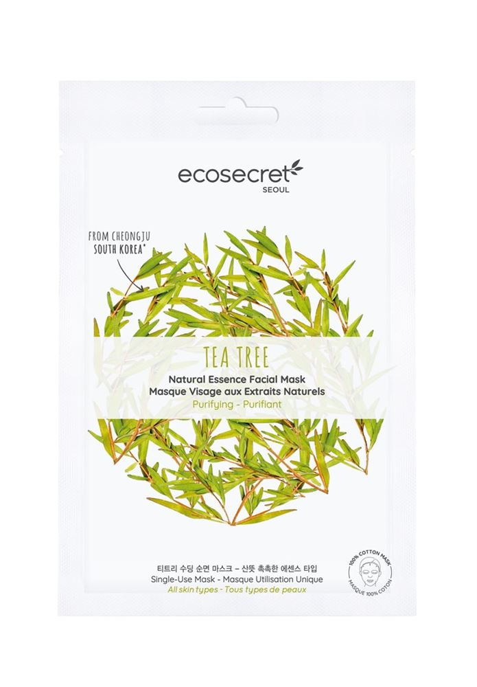 Ecosecret masque visage 100% coton Tea tree purifiant 20ml