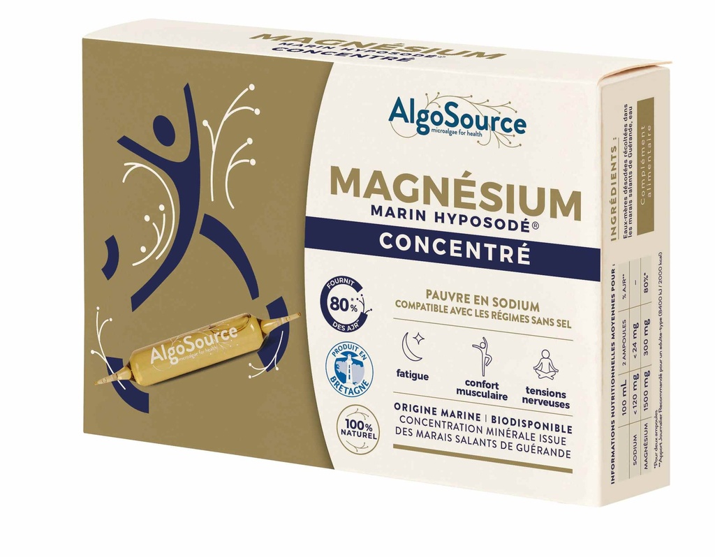 AlgoSource, Magnésium Marin Hyposodé Concentré 20 ampoules x10ml