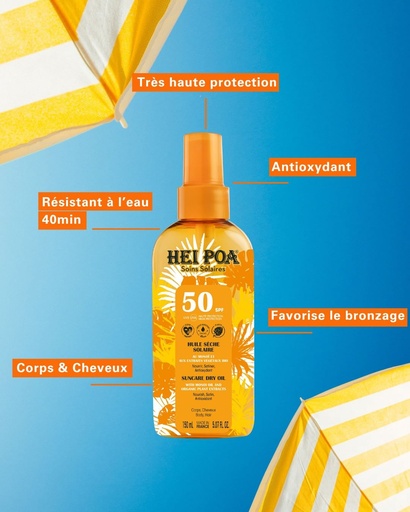 Hei Poa Huile sèche Monoi SPF50