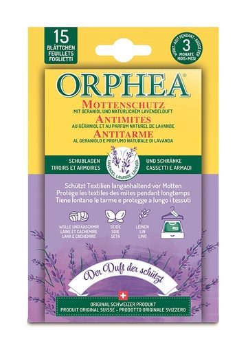 Orphea papiers antimites 15 pcs parfum lavande