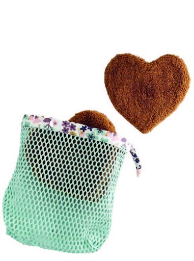 Lespiègle Coeur démaquillants avec filet de lavage 7pcs