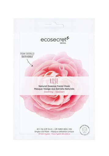 Ecosecret masque visage 100% coton rose apaisant 20ml