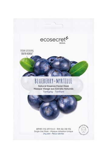 Ecosecret masque visage 100% coton myrtille tonifiant 20ml