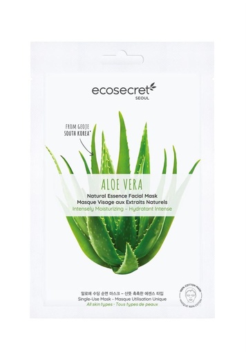 Ecosecret masque visage 100% coton aloe vera hydratant intense 20ml