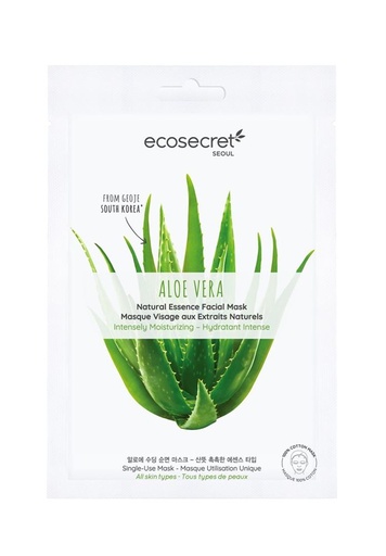 Ecosecret masque visage 100% coton aloe vera hydratant intense 20ml