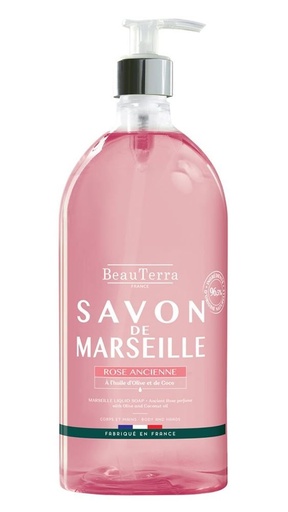 BeauTerra Savon liquide de Marseille Rose ancienne 1000ml