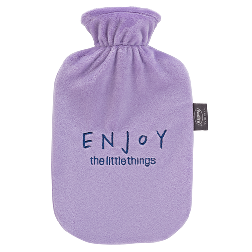 Bouillotte Fashy 2L housse polaire lilas "Enjoy the little things"