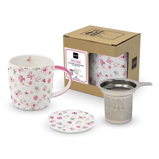 Herboristeria Tea Mug "Welcome" rose à fleurs 1pce